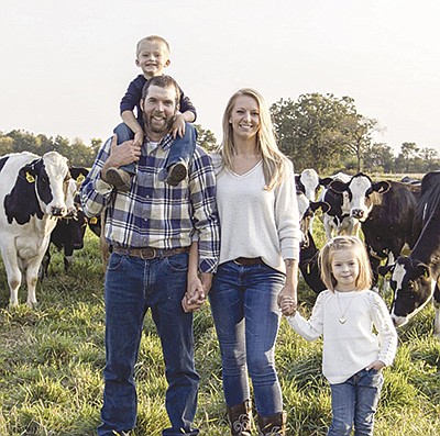 Darren and Nicole Eichelkraut and their daughter, Aria, 5, and son, Merik, 3, milk 52 cows in Belleville, Wisconsin. PHOTO SUBMITTED