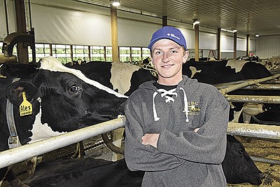 Mitchell Reitsma is the herdsperson on his family’s 250-cow dairy near Sauk Centre, Minnesota. Reitsma graduated last spring with a degree in dairy management and now works full time at Reit-Way Dairy. PHOTO BY MARK KLAPHAKE/DAIRY STAR