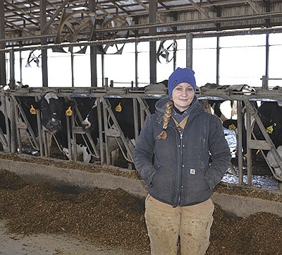 Jennifer Toberman stands in one of the freestall barns March 8 at her farm near Bagley, Wisconsin. Toberman is a partner at Rolling S Dairy where they milk 780 cows in a newly updated double-14 parlor. PHOTO BY ABBY WIEDMEYER