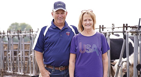 Steve and Cheryl Schlangen milk 60 cows and farm 200 acres near Albany, Minnesota. The couple were recognized as one of four dairy farms that received the 2022 U.S. Dairy Sustainability Award by the Innovation Center for U.S. Dairy. PHOTO SUBMITTED