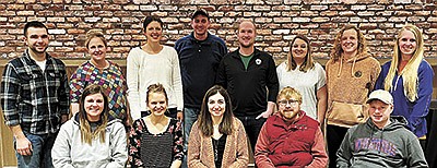 Current students of Midwest Dairy’s Dairy Experience and Agricultural Leadership Program – Jessi Sayers (front, from left), Stacy Rethman, Nicole Engelken, James Goldsmith and Ray Hildebrandt; (back, from left) Cole Hoyer, Elle Tibor, Lindsey Borst, Kevin Borst, Dan Venteicher, Natalie Barka, Paige Roberts and Courtney Lintker – gather Feb. 24 at their first session in Denver, Colorado. This is the second group of dairy farmers to go through the DEAL program, which helps young farmers become advocates for the industry.  PHOTO SUBMITTED