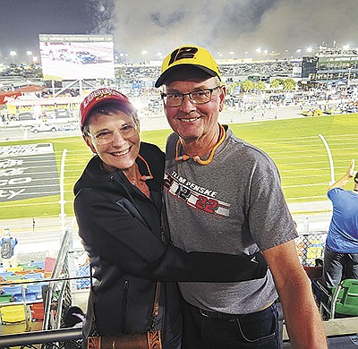 Linda and Mike Hanson are all smiles after watching the Daytona 500 Feb. 19 in Daytona Beach, Florida. The Hansons milk 150 cows near Goodridge, Minnesota. PHOTO SUBMITTED
