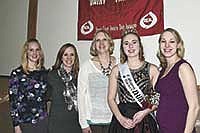 Five of the six Holdvogt sisters – (from left) Teresa Mueller, Joanie Hiltner, Judy Jensen, Gina Holdvogt and Katie Lauer attended the Stearns County Dairy Princess contest March 11 where GIna was crowned princess.<br /><!-- 1upcrlf -->PHOTO BY MARK KLAPHAKE