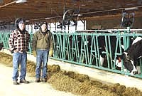 Steve and Michael Wagner built a 66- by 216-foot freestall barn with a curtain ventilation system. The cows are bedded with sand. The Wagners are converting their old barn to a calf raising facility.  Photo by Kelli Boylen