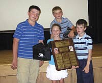 Dubuque County took top honors in the junior division. Team members included in front from left, Landen Knapp, Amanda Dougherty and Trenton Hammerand and in back, Logan Wingert.<br /><!-- 1upcrlf -->PHOTO BY HEIDI DEGIER