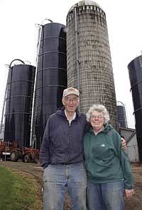 Fred and Barbara Arnold milk 120 cows on their farm near Spring Grove, Minn. Both music teachers by trade, they left their teaching careers and took over Barbara’s home farm in 1974.<br /><!-- 1upcrlf --><br /><!-- 1upcrlf -->PHTO BY: Charlie Warner/ Caledonia Argus<br /><!-- 1upcrlf -->