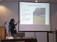 Lisa Zweber, a dairy producer from Elko, Minn., discussed the ways of preventing stress in calves. Zweber was part of a panel discussion with three other organic dairy farmers during the Minnesota Organic Conference in St. Cloud, Minn. on Jan. 12. <br /><!-- 1upcrlf -->PHOTO BY JENNIFER BURGGRAFF
