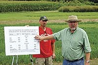 University of Wisconsin-Madison Agronomist, Ken Albrecht, explains that oats sown in August and harvested in October can make quality silage for dairy cattle at a field day in Arlington, Wis. A key is choosing a good variety and not planting after Aug. 15.<br /><!-- 1upcrlf -->PHOTO BY RON JOHNSON