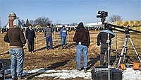 Doug Ode (far right) and his two sons, Ryan and Erik prepare to film a scene for the Feedin’ A Nation video. The song is a parody of the Beach Boys song, “Good Vibrations.”<br /><!-- 1upcrlf -->PHOTO BY MIDWEST DAIRY ASSOCIATION