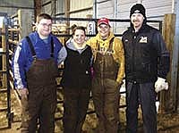 In a partnership between Ridgewater College and Select Sires, students are able to learn valuable AI experience through a hands-on internship. Lucas Plamann (left), Samantha Lange and Jerrod Quade worked with Select Sires’ general manager, Chris Sirgudson (far right), during the four-week program.<br /><!-- 1upcrlf -->PHTOO SUBMITTED